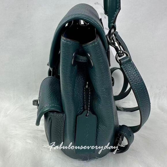 Coach Hadley Backpack In Leather Gunmetal/Dark Teal CBH09 NWT - Picture 4 of 9